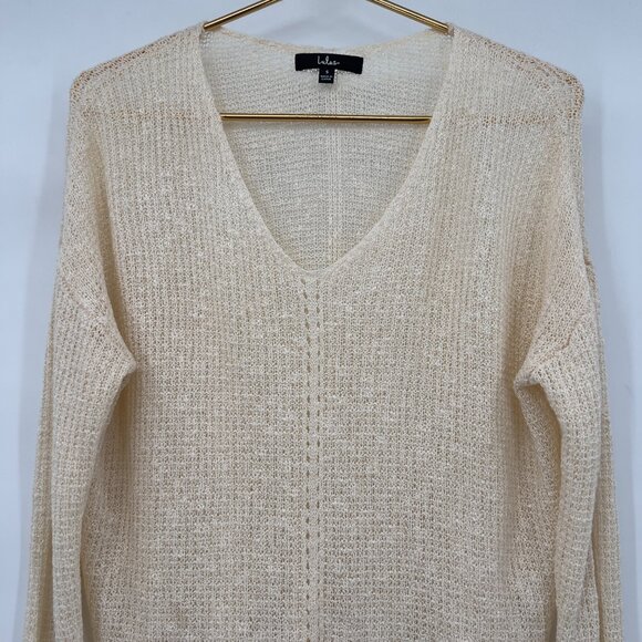 Lulus Women’s Small Cream Knit Layered Semi Sheer Sweater Long Sleeve - Picture 2 of 10